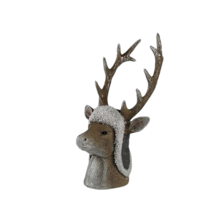 Hirsch mit Mütze Braun 14x11x29cm