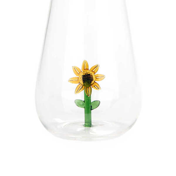 Flasche BOTANICAL SUNFLOWER Glas handgemacht 1L 10x10x30,5cm