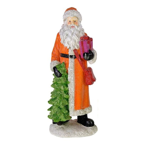 Dekofigur WEIHNACHTSMANN Polyresin Orange 12x10x30cm