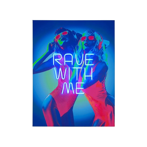 retouu0eW0WKYUTMPJ LED Wandbild RAVE WITH ME Acrylfarbe & Neon-LED auf Leinwand Handbemalt Unikat 70x4x90cm