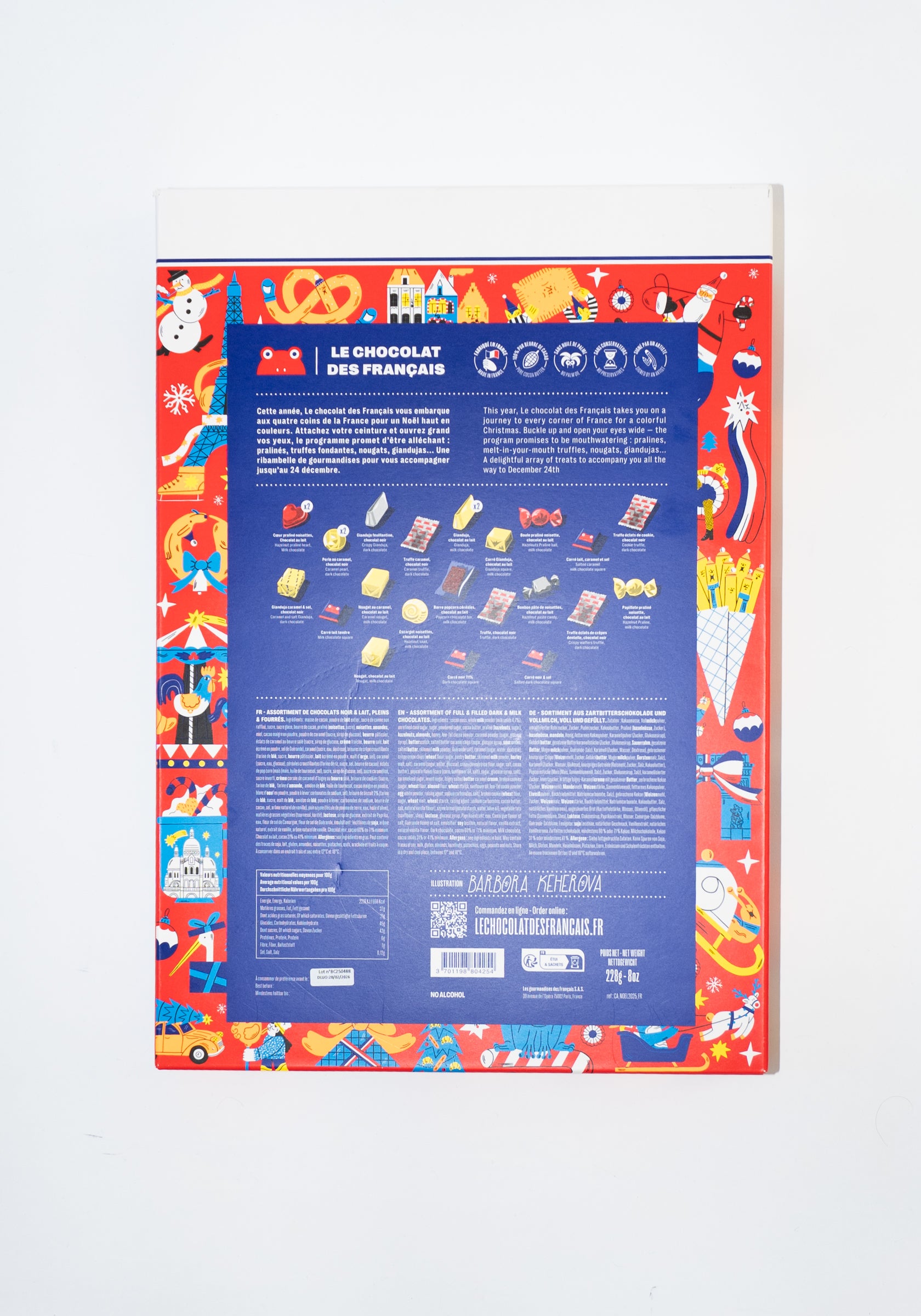 Adventskalender FRANZÖSICHE WEIHNACHTEN nachhaltige Bio-Schokolade 258g 4x35x52cm