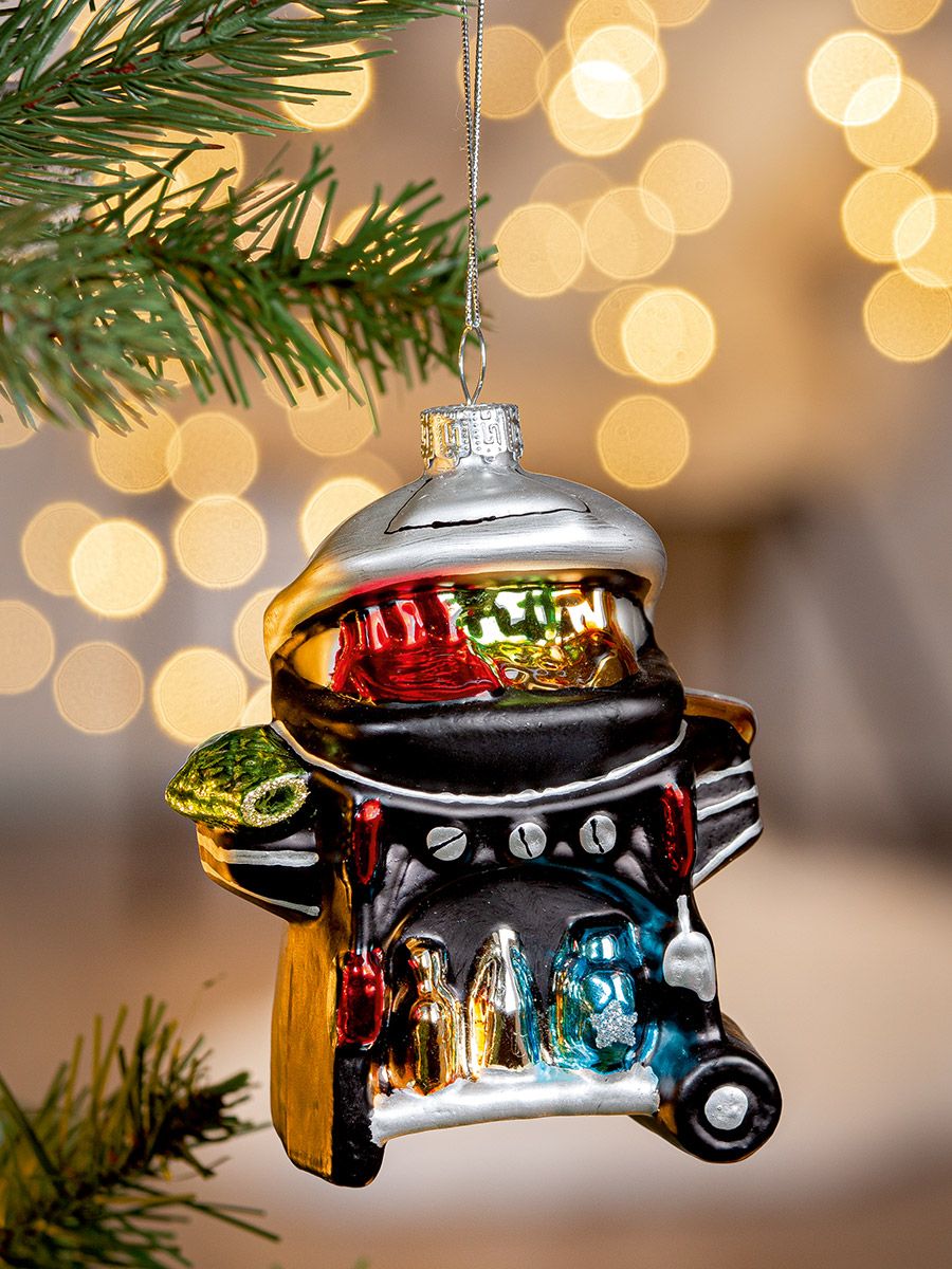 Weihnachtshänger Christbaumschmuck GASGRILL Glas Mehrfarbig 5,5x9x10,5cm