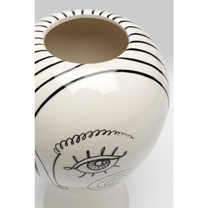 10OdDvcPWxvNWtO Vase Favola Lady Schwarz Weiß handgefertigt 30x19x19cm