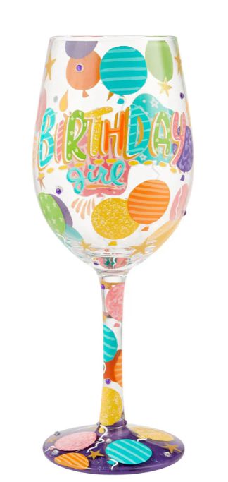 Weinglas BIRTHDAY GIRL by Lolita handbemalt Unikat 22,5x8,5x8,5cm