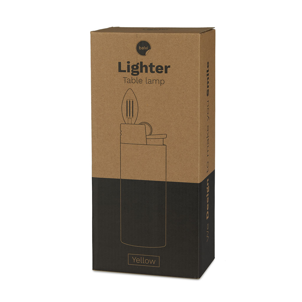 Tischleuchte LIGHTER Feuerzeug Polyresin Gelb E14 4W 2700K 6x9x25cm 