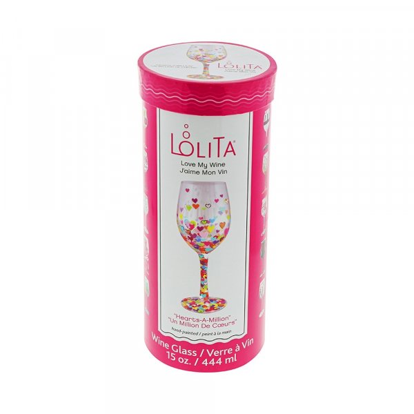 Weinglas HEARTS-A-MILLION by Lolita handbemalt Unikat 444ml  8,5x8,5x22,5cm