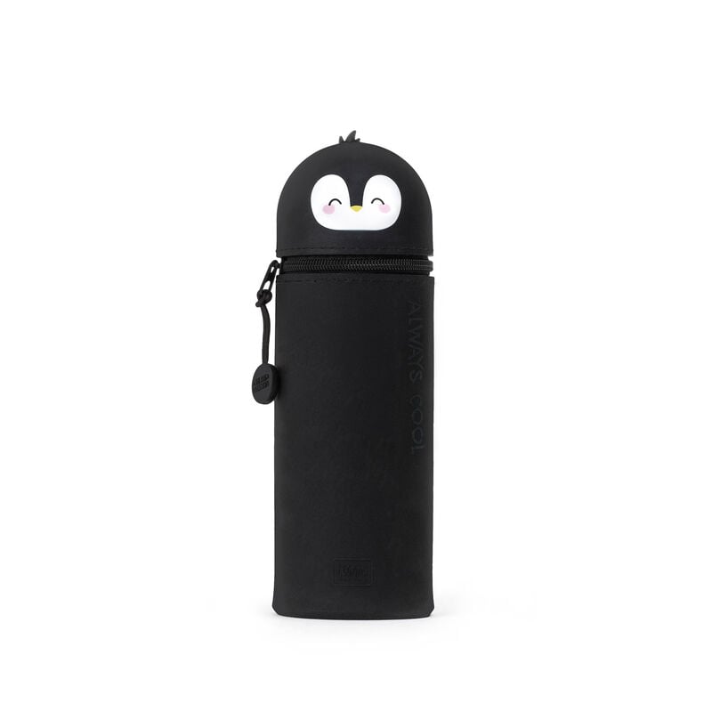 2-in-1-Federmäppchen aus Silikon - Kawaii - Pinguin