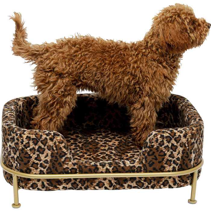 8jse2BqAMIkeHn Haustierbett DIVA Metall Samt Leo-Print Handgefertigt Waschbar 44x63x24,5cm
