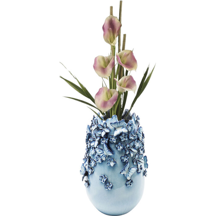 17ZDSyFPjSpvjl Vase Butterflies Lightblue 35,5x23x23cm