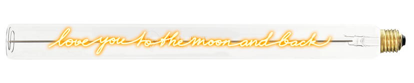 LED Tube mit Schriftzug LOVE YOU TO THE MOON AND BACK Glas Gelb E27 2,5W 2200K 67lm 45x4x4cm LED Tube mit Schriftzug LOVE YOU TO THE MOON AND BACK Glas Gelb E27 2,5W 2200K 67lm 45x4x4cm