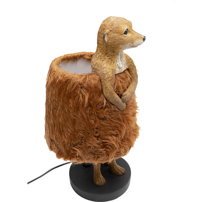 Tischleuchte ANIMAL MEERKAT FUR Polyresin Stahl Braun E27 25,5x24,5x51cm