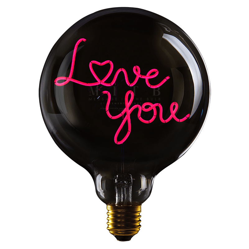 LED Globebirne mit Schriftzug LOVE YOU G125 E27 2,5W 12,5x12,5x17,2cm LED Globebirne mit Schriftzug LOVE YOU G125 E27 2,5W 12,5x12,5x17,2cm