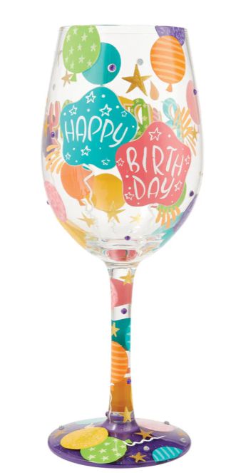 Weinglas BIRTHDAY GIRL by Lolita handbemalt Unikat 22,5x8,5x8,5cm