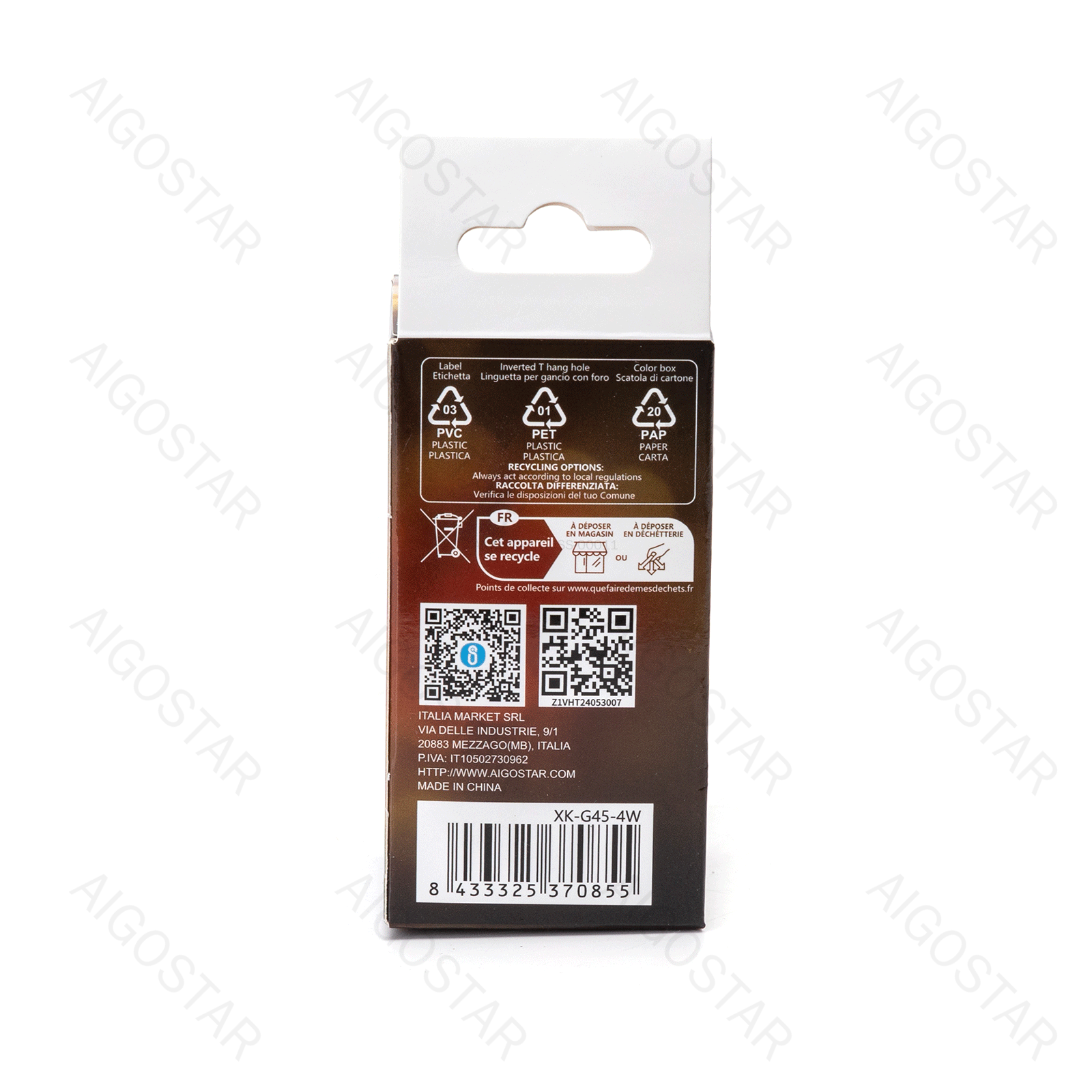 LED Filament Leuchtmittel G45 E27 4W 400lm 2700K Warmweiß dimmbar 4,5x4,5x8cm