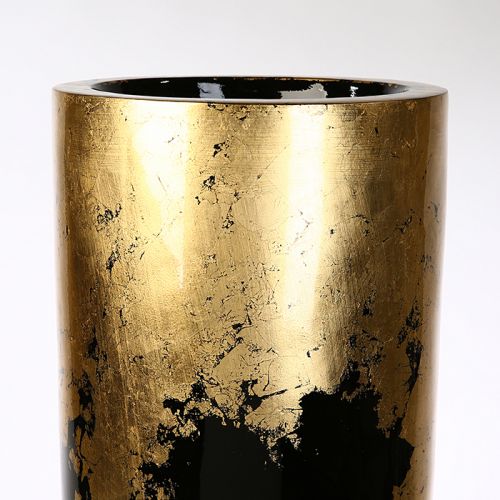 Übertopf KONUS Fiberglas Schwarz Gold 35x35x76cm