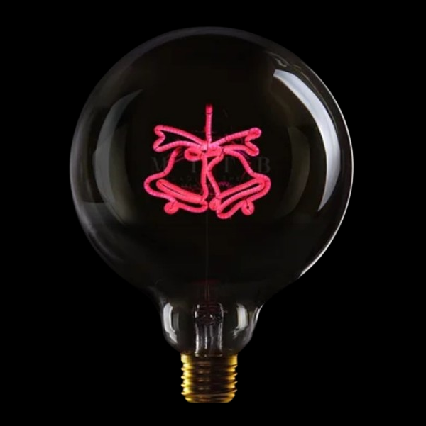 LED Globebirne mit Designzug CHRISTMAS BELLS G125 E27 2,5W 12,5x12,5x17,2cm