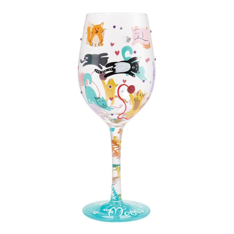 Weinglas MEOW IT UP by Lolita handbemalt Unikat 444ml 8,5x8,5x22,5cm Weinglas MEOW IT UP by Lolita handbemalt Unikat 444ml 8,5x8,5x22,5cm