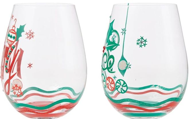 Weinglas-Set NAUGHTY AND NICE by Lolita handbemalt Unikat 10x12,8x10cm