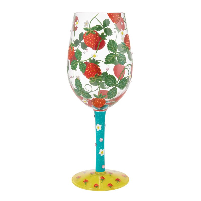 Weinglas STRAWBERRY PATCH by Lolita handbemalt Unikat 444ml 10x10x12,5cm Weinglas STRAWBERRY PATCH by Lolita handbemalt Unikat 444ml 10x10x12,5cm