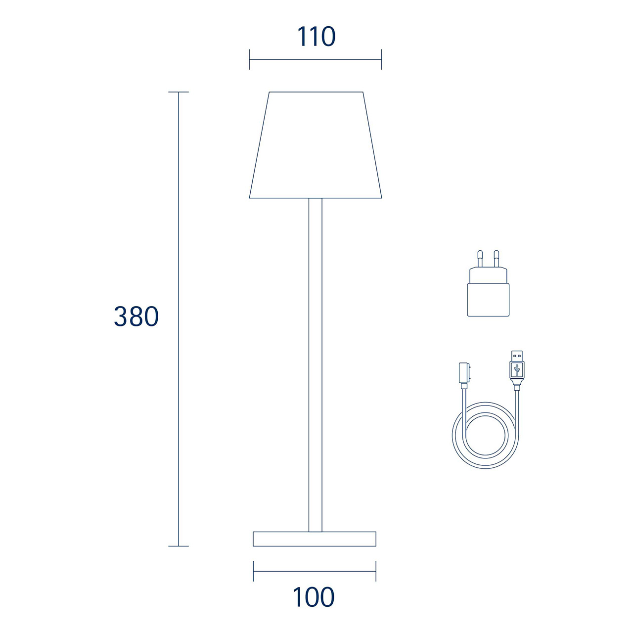 61733_7 LED Akku-Tischleuchte NUINDIE Metall Roségold 2,2W 168/197lm 2200K/2700K Flex Dim IP54 10x10x38cm