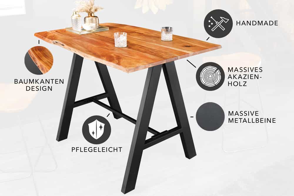 Bartisch MAMMUT Akazienholz Schwarz 83x120x106cm Bartisch MAMMUT Akazienholz Schwarz 83x120x106cm