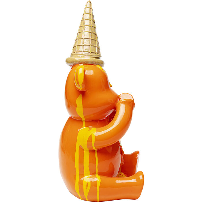 Dekofigur SITTING GELATO BEAR Orange handbemalt Unikat 37x18x16,5cm