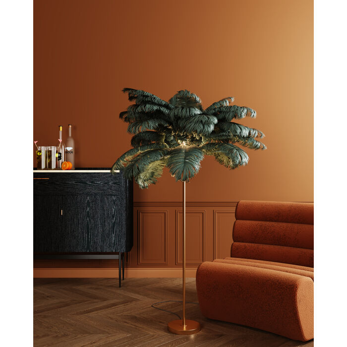 Stehleuchte FEATHER PALM Straußenfeder Grün E27 65x65x165cm