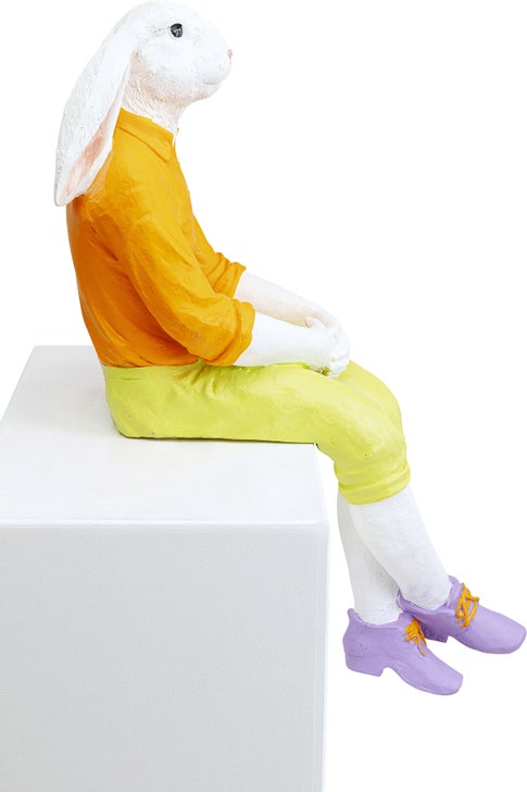 Dekofigur RABBIT BOY Polyresin Weiß Gelb 45x26x68cm