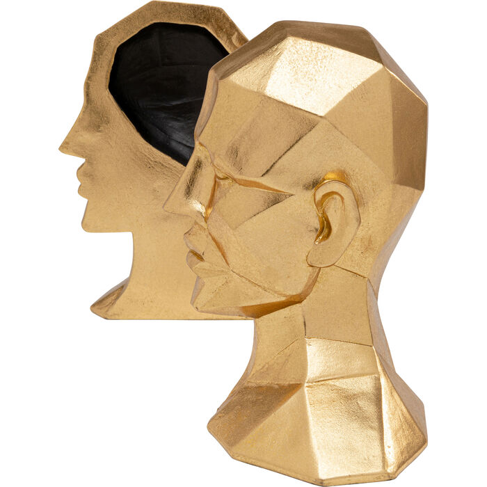 7x6SeC8HufjM3G Buchstütze FACE 2er-Set handbemalt Unikat 24x16x11,5cm