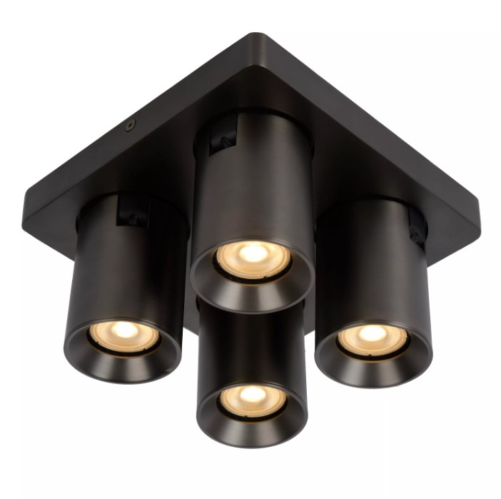 4RlDCwzecmrYnU Deckenstrahler NIGEL Aluminium GU10 4x5W 1280lm 2200K~3000K Dim-To-Warm 20x20x11,5cm