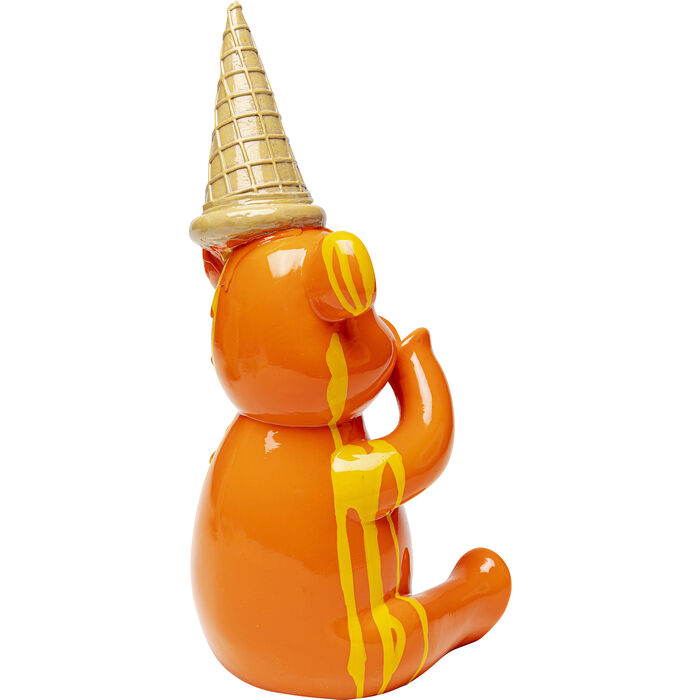 Dekofigur SITTING GELATO BEAR Orange handbemalt Unikat 37x18x16,5cm