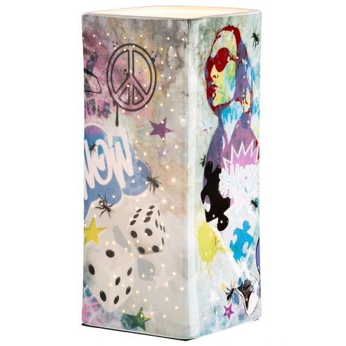 32049_5 Tischleuchte STREET ART Porzellan Mehrfarbig E14 Graffiti 12,5x12,5x28cm