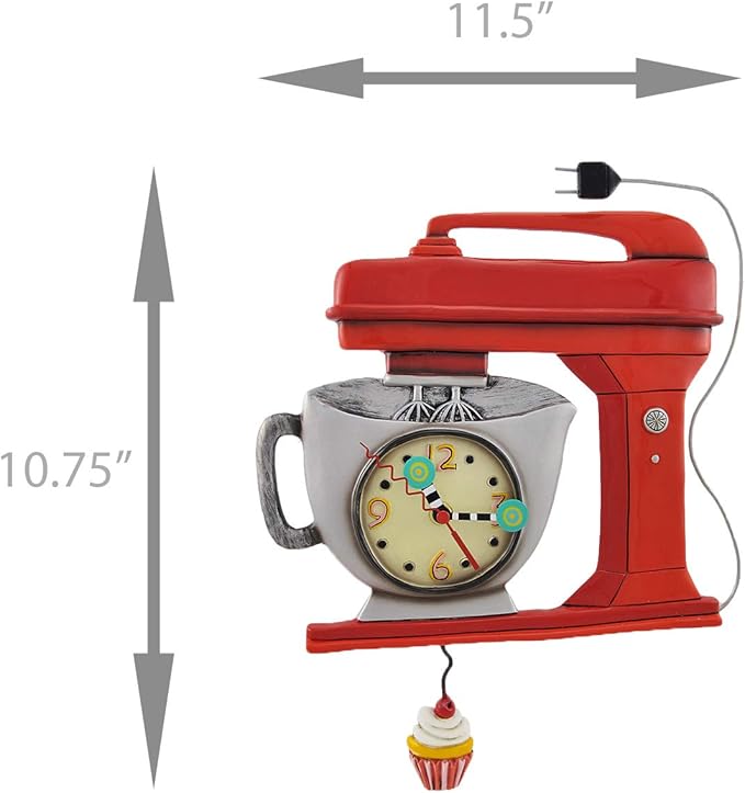 Pendeluhr VINTAGE MIXER Cupcake Polyresin handbemalt batteriebetrieben 4,5x27,31x29,2cm