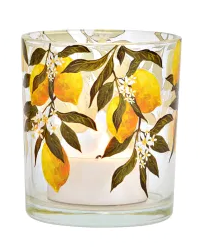 Deko Windlicht ZITRONE Glas Gelb Grün 9x9x10cm