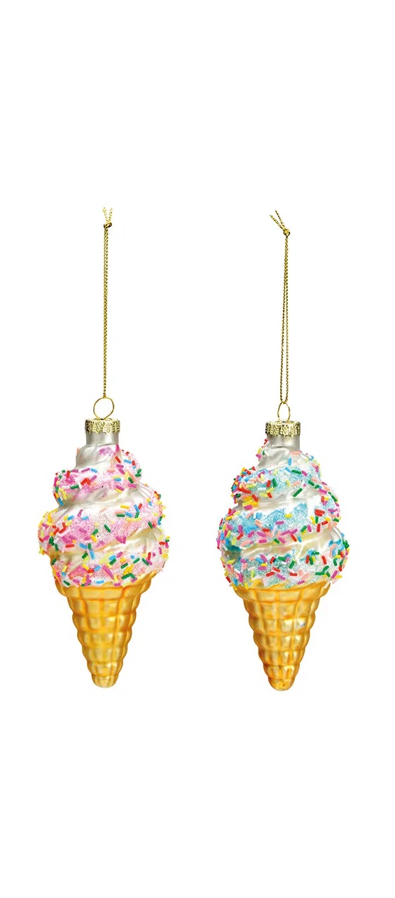 Christbaumschmuck Weihnachtshänger EISCREME Glas Ornament  6x12x6cm