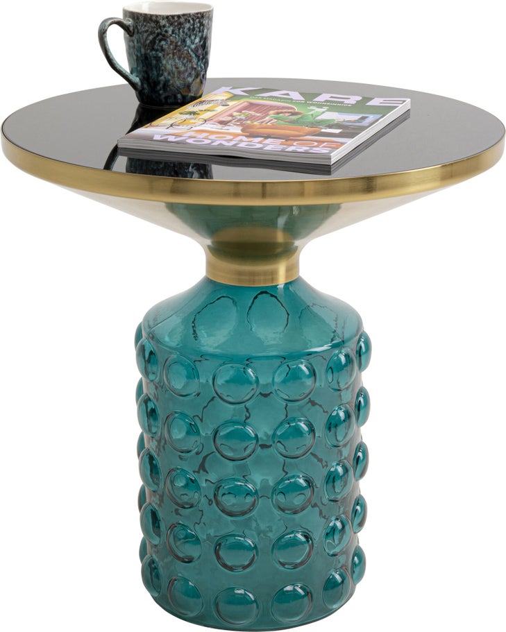 Beistelltisch LOLA Glas Stahl Blau 50x50x52cm