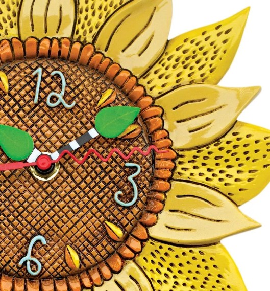 Pendeluhr BEE SUNNY Sonnenblume Polyresin handbemalt batteriebetrieben 5x25,4x33cm