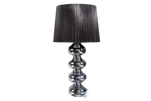 Tischleuchte MIA Metall Stoff Schwarz Silber E27 31x60x31cm