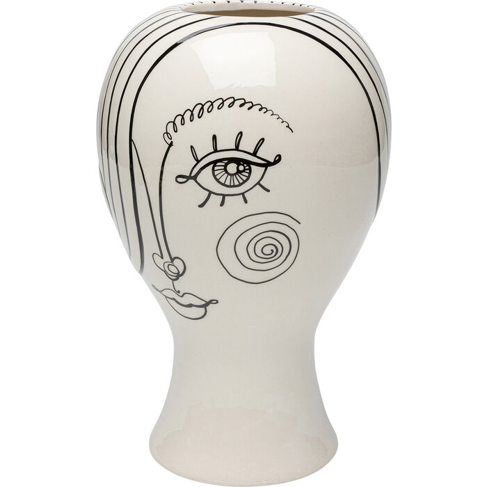 56RTzeTCnkIQqm Vase Favola Lady Schwarz Weiß handgefertigt 30x19x19cm