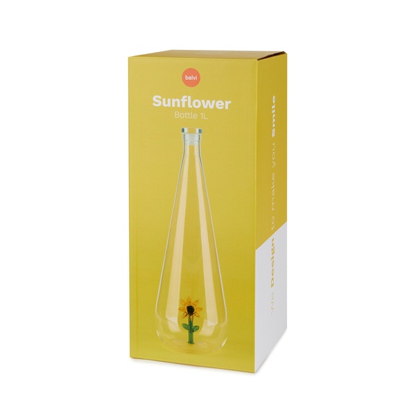 Flasche BOTANICAL SUNFLOWER Glas handgemacht 1L 10x10x30,5cm