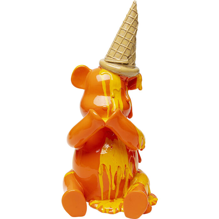 Dekofigur SITTING GELATO BEAR Orange handbemalt Unikat 37x18x16,5cm