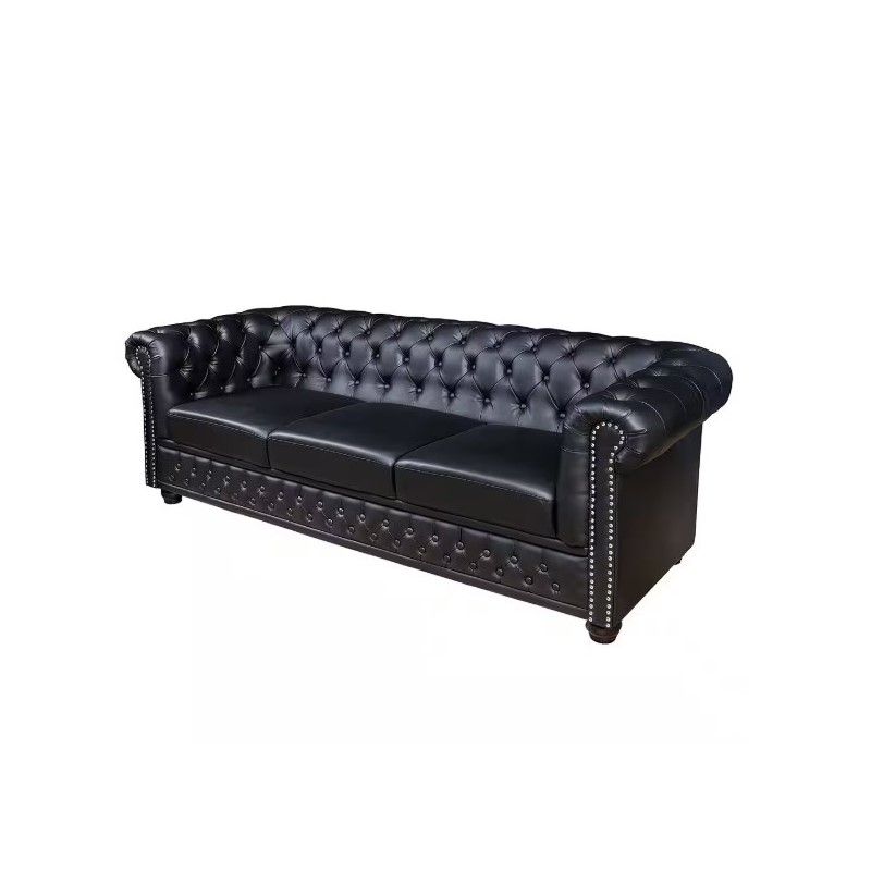3-Sitzer Sofa CHESTERFIELD Matt-Schwarz 205x85x73cm
