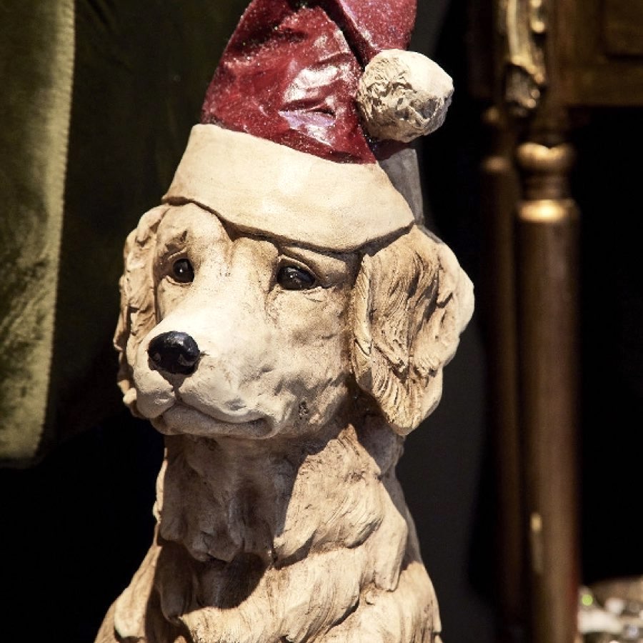 Dekofigur SANTA DOG Magnesia Braun 24x34x67cm