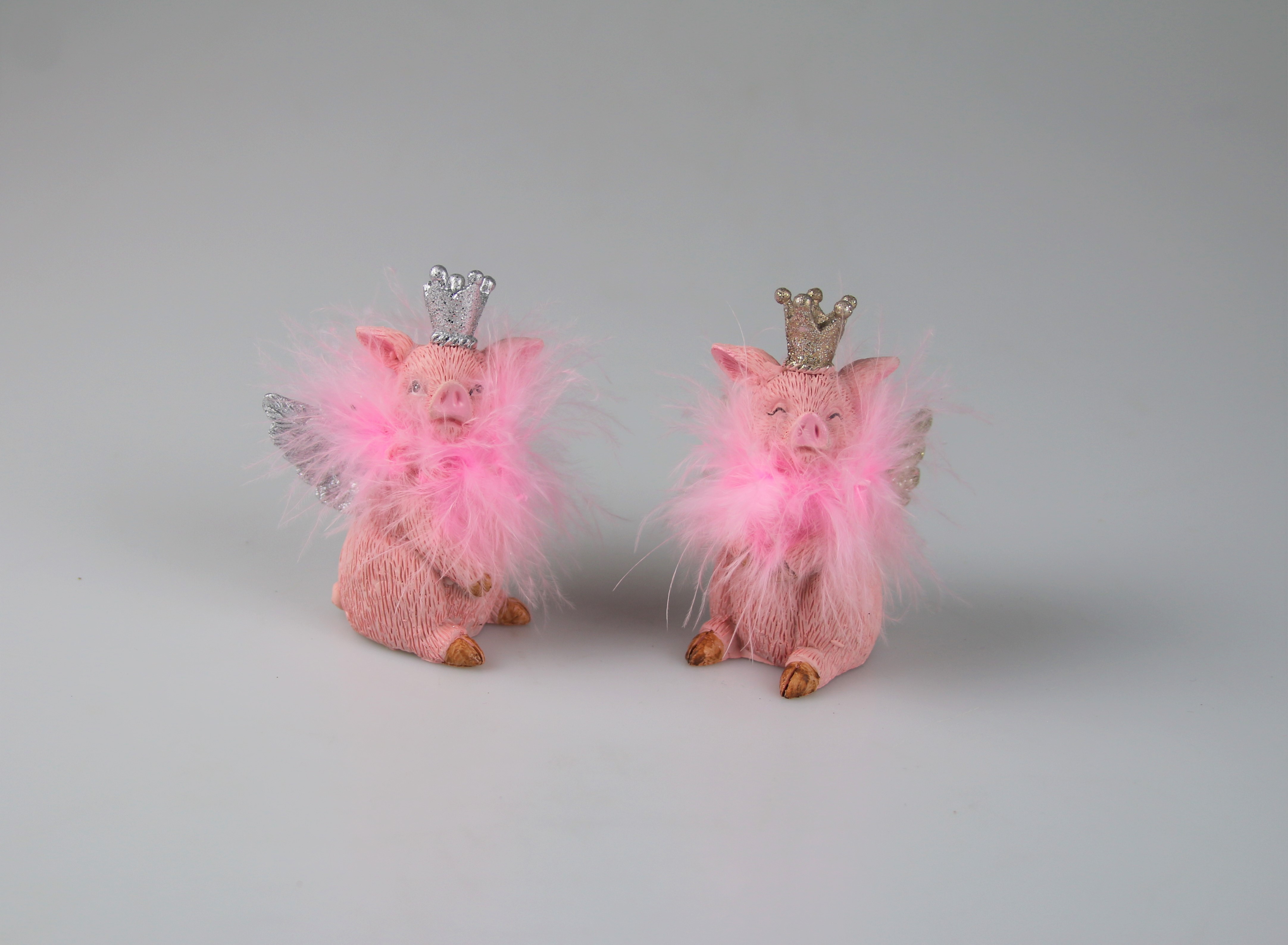 Dekofigur MISS PIGGY Rosa Silber 6,5x7x12cm
