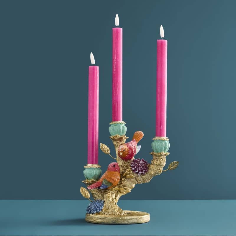 Kerzenleuchter VÖGELCHEN Polyresin mehrfarbig 22x12x20cm