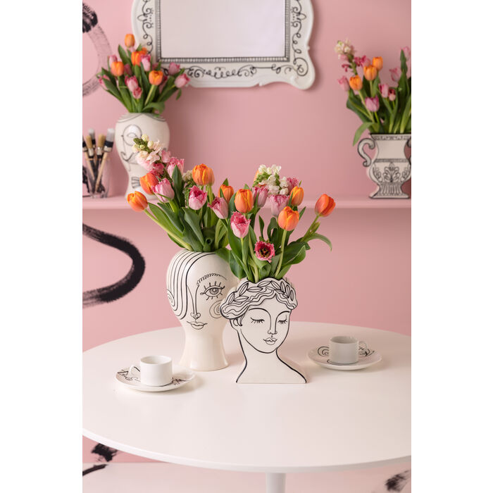 2gL1U08GrS0f3S Vase Favola Lady Schwarz Weiß handgefertigt 30x19x19cm