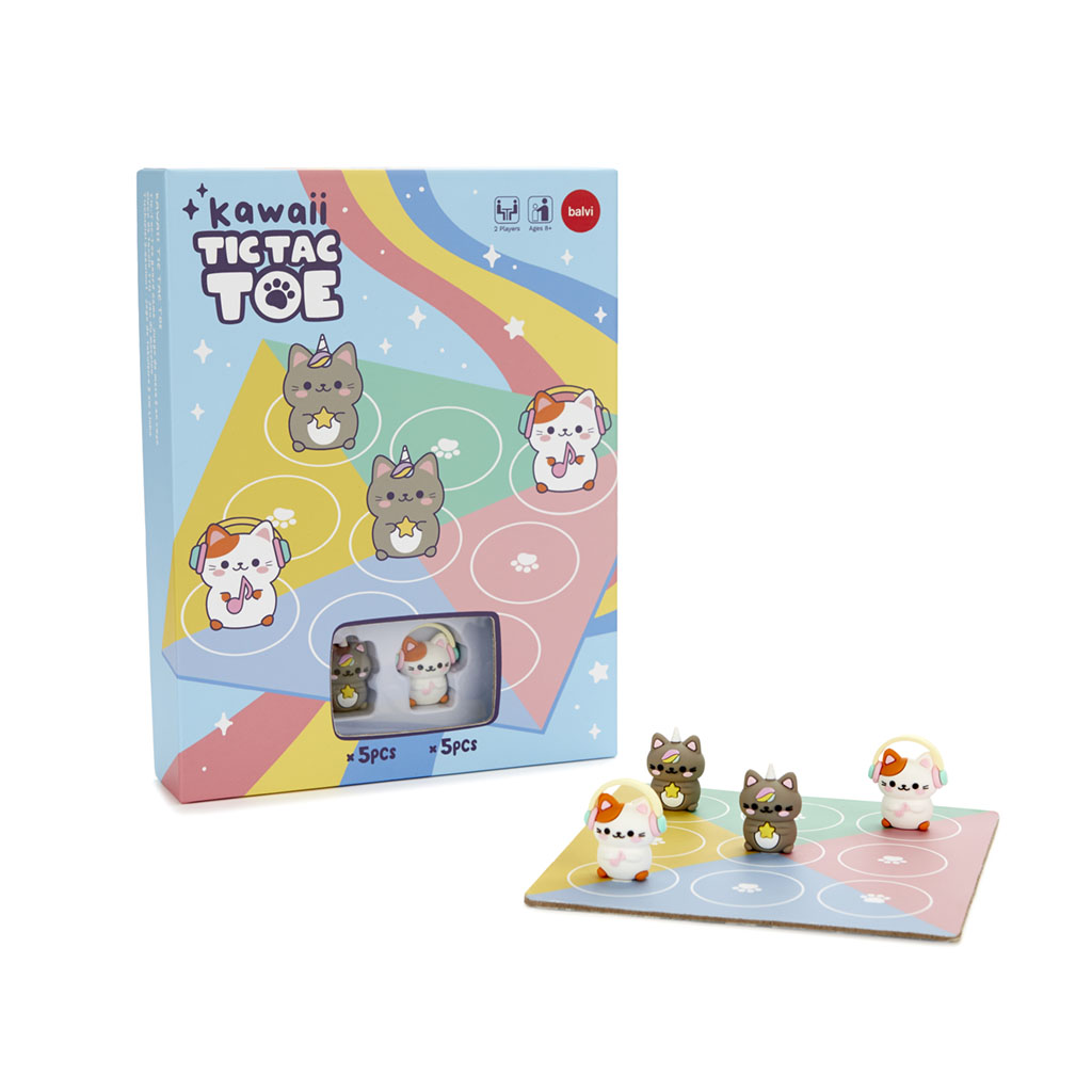 Brettspiel KAWAII TIC TAC TOE 3-Gewinnt 11-teilig 16x21x3cm