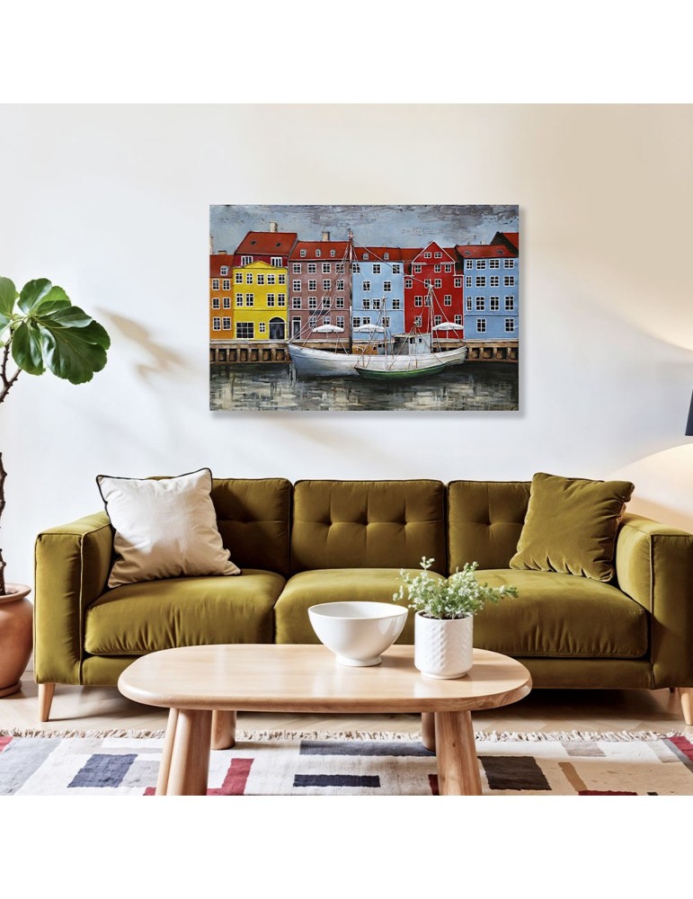 3D Wandbild HAFEN auf Metallplatte 8x120x80cm 