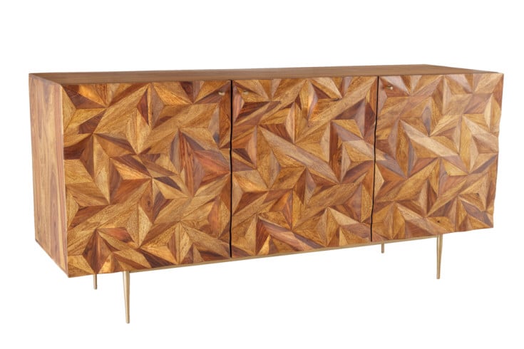 IMG_0472 Sideboard ALPINE Sheeshamholz Metall Matt-Gold handgearbeitet Unikat 145x43x73cm