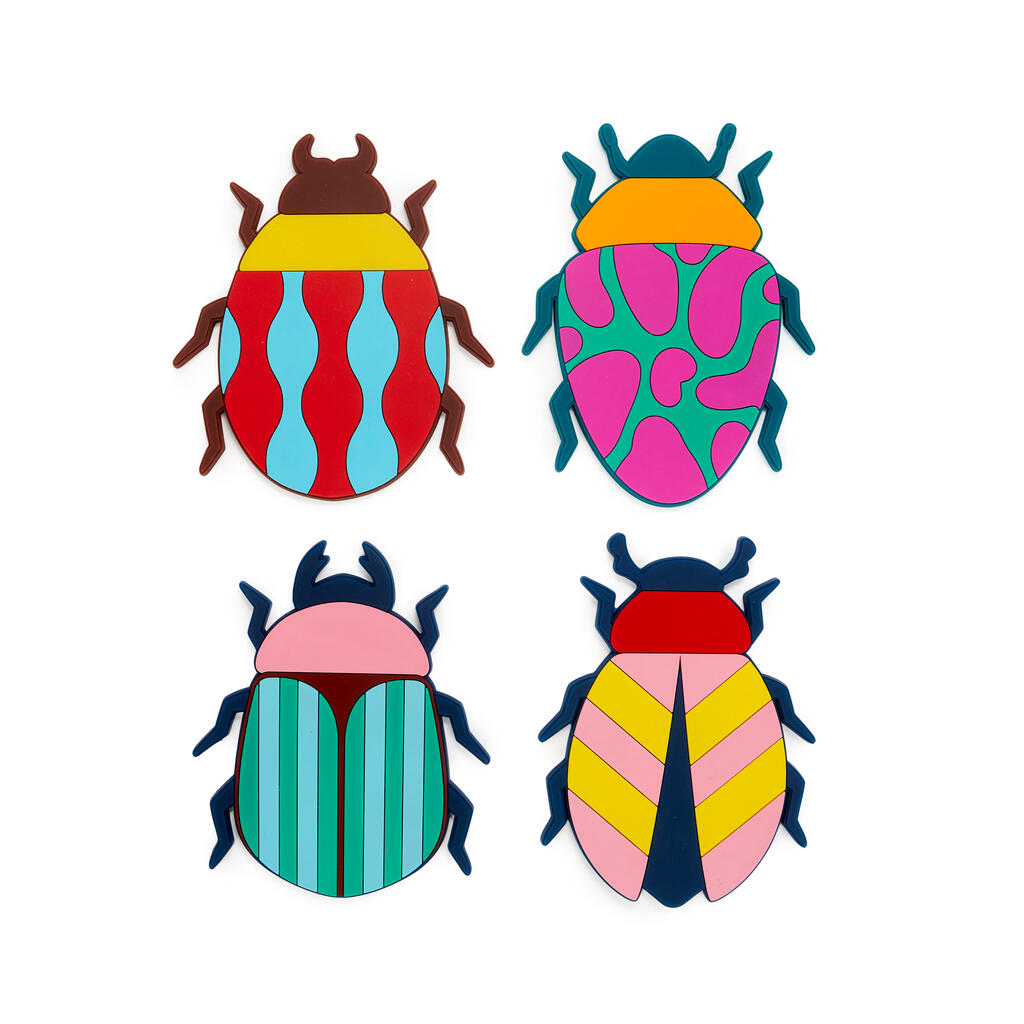 Untersetzer 4er-Set THE BEETLES Spülmaschinenfest rutschfeste Grundlage 10x14x0,4cm